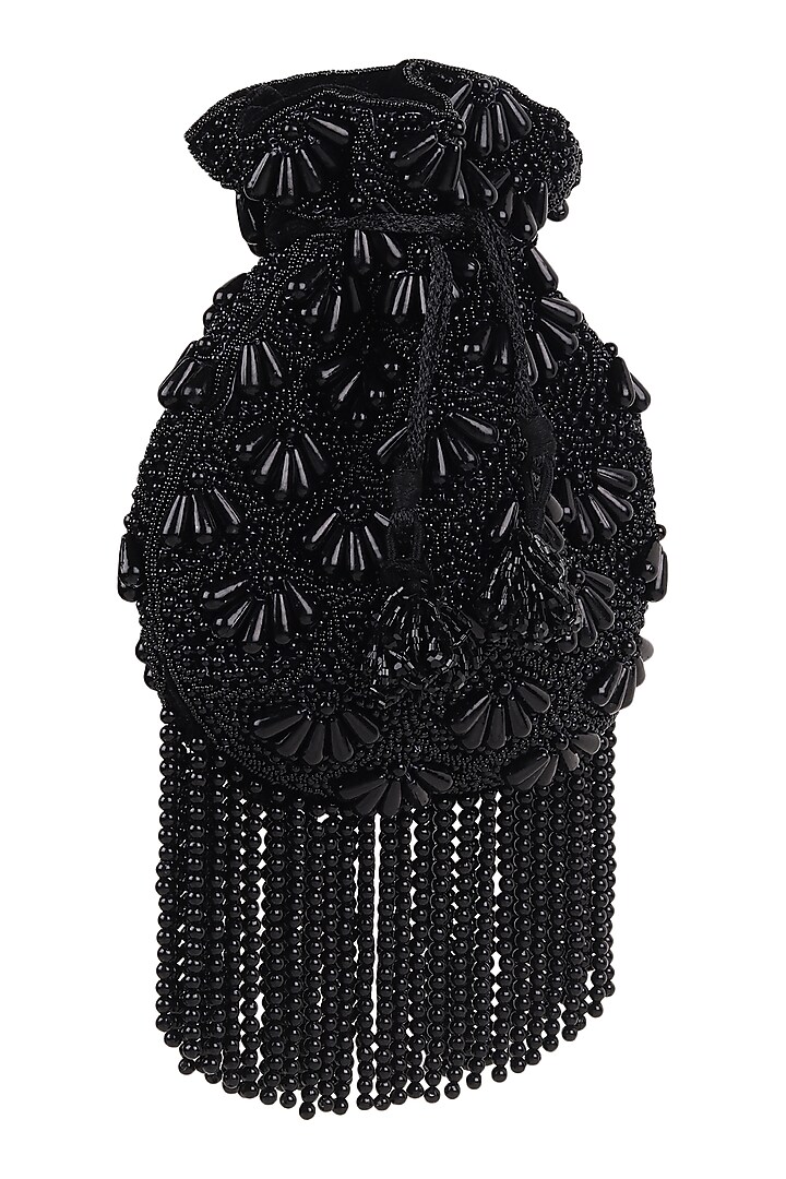 Black Velvet Pearl Work Potli by House of Webhin at Pernia's Pop Up Shop