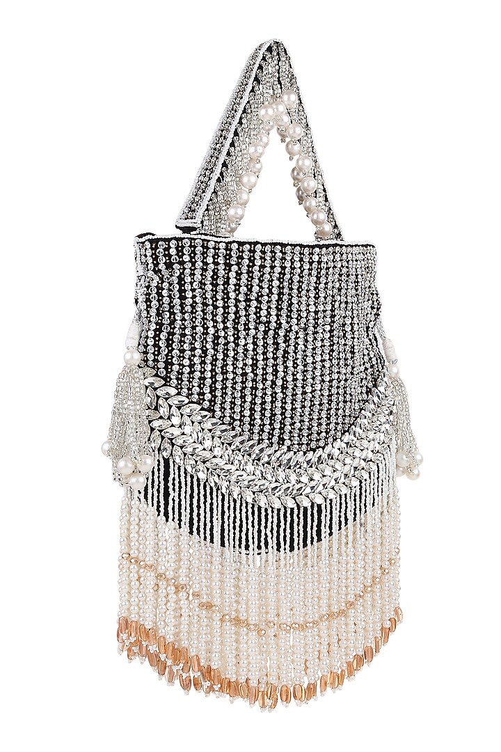 Black Suede Embroidered Potli by House of Webhin at Pernia's Pop Up Shop