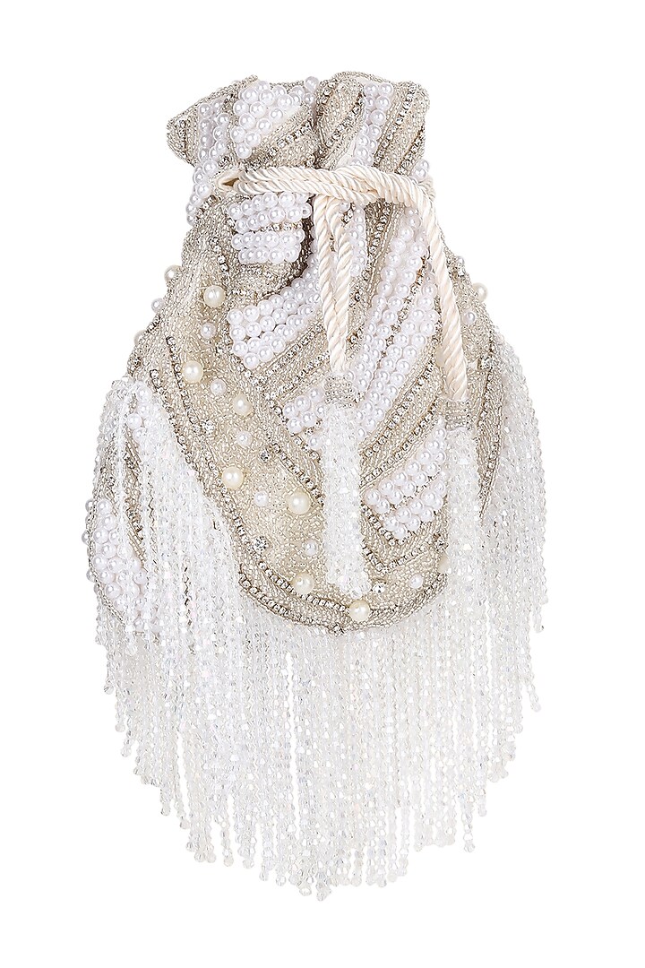 White Silk Embroidered Potli by House of Webhin at Pernia's Pop Up Shop