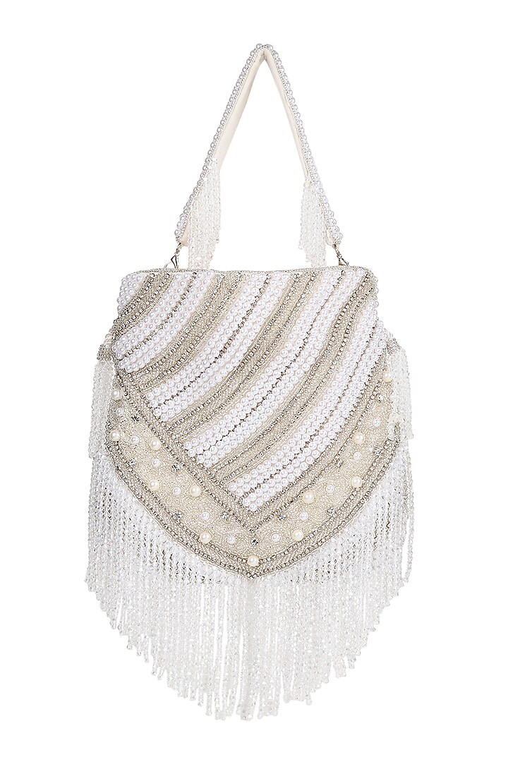 White Silk Embroidered Potli by House of Webhin at Pernia's Pop Up Shop