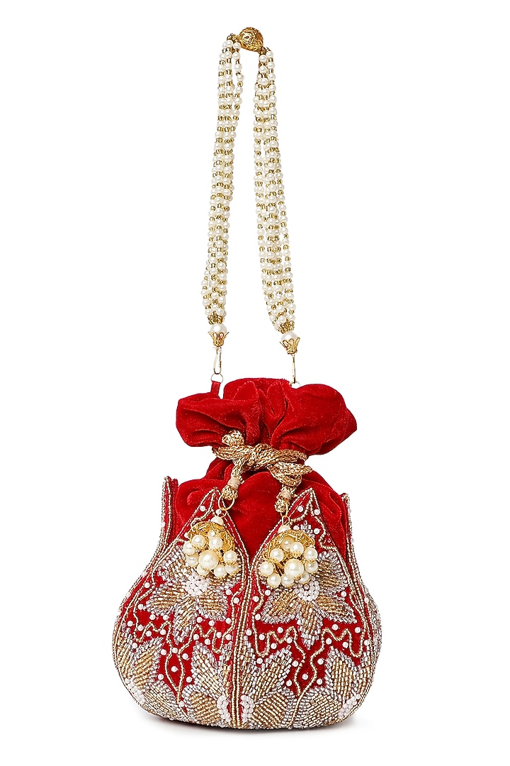 Red Velvet Cutdana Work Potli by House of Webhin at Pernia's Pop Up Shop