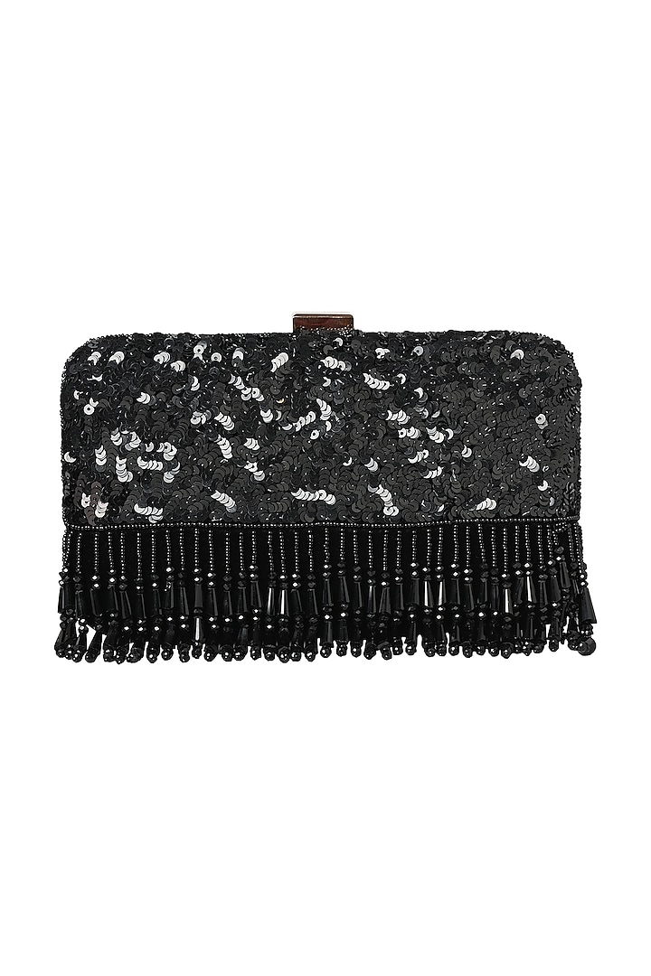 Black Velvet Sequins & Glass Bead Work Clutch by House of Webhin at Pernia's Pop Up Shop