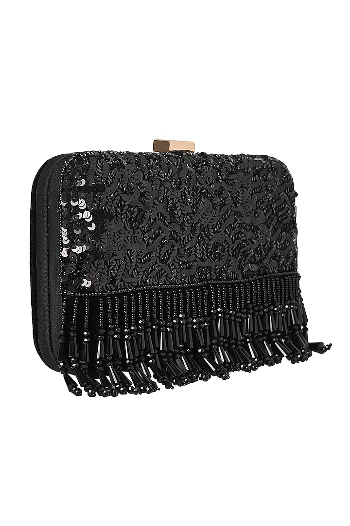 Black Velvet Sequins & Glass Bead Work Clutch by House of Webhin at Pernia's Pop Up Shop