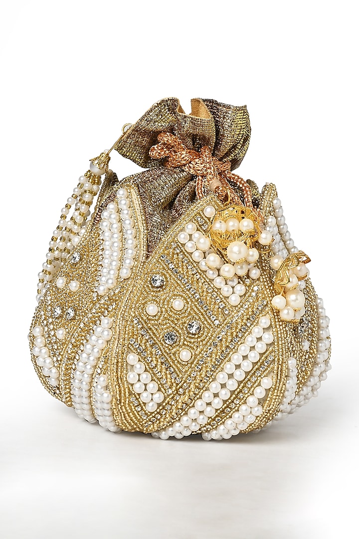 Gold Silk Bead & Pearl Work Potli by House of Webhin at Pernia's Pop Up Shop