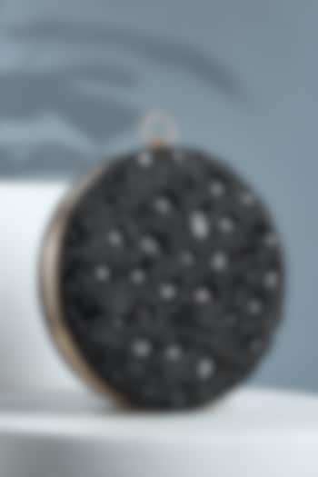 Black Velvet Sequins Round Clutch by House of Webhin at Pernia's Pop Up Shop