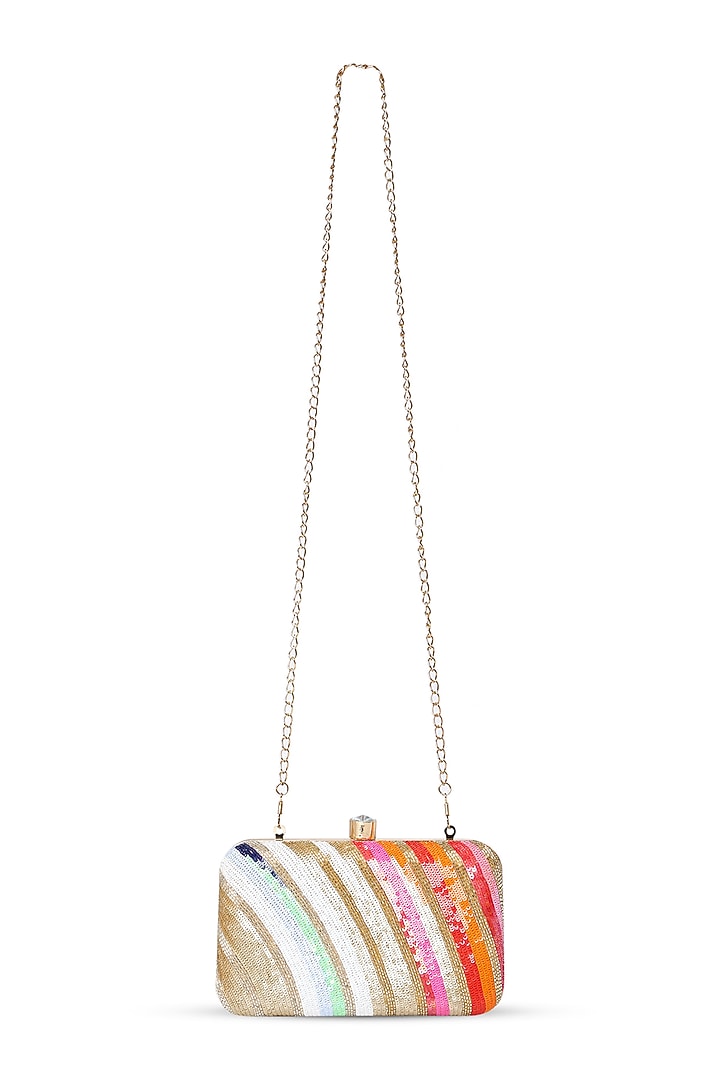 Multi-Colored Silk Sequins Work Box Clutch by House of Webhin at Pernia's Pop Up Shop