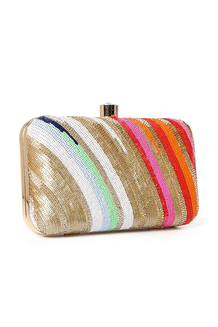 Multi-Colored Silk Sequins Work Box Clutch by House of Webhin at Pernia's Pop Up Shop