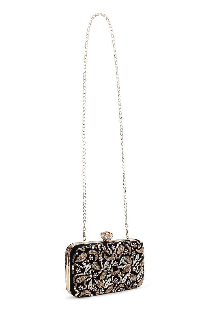 Black Velvet Zardosi Embroidered Clutch by House of Webhin at Pernia's Pop Up Shop