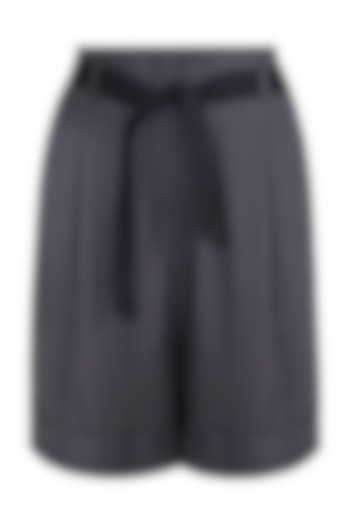 Grey pleated shorts by House of Behram