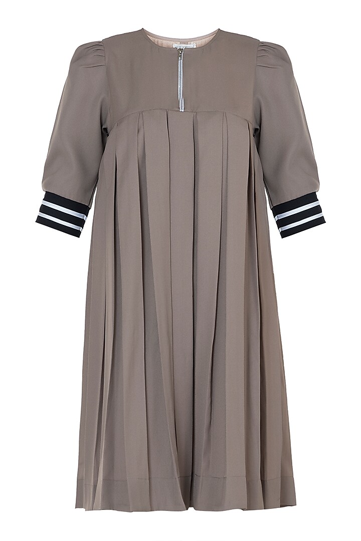 Biege pleated dress by House of Behram