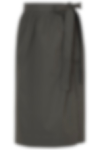 Olive green tie-up skirt by House of Behram