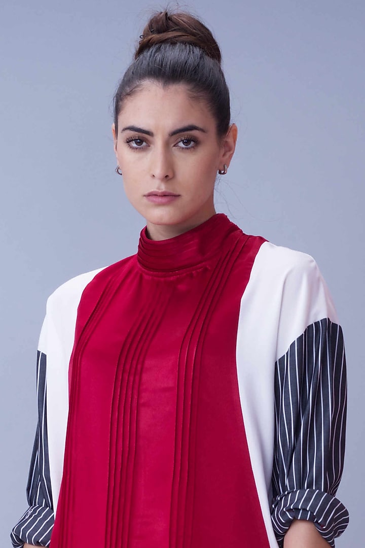 Red Turtleneck Summer Dress by House of Behram at Pernia's Pop Up Shop