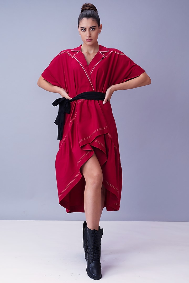 Red High-Low Cowboy Dress by House of Behram
