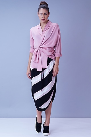 Powder Pink Asymmetric Shirt by House of Behram