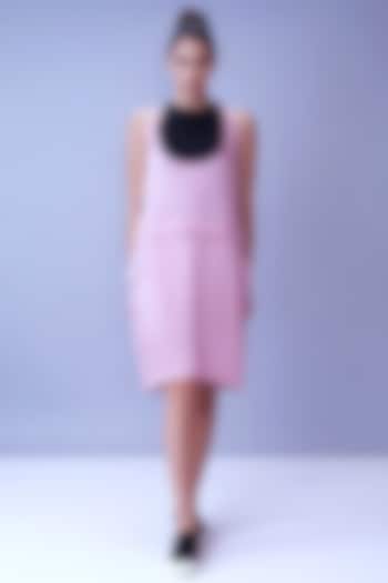 Powder Pink Dress With Flap Pockets by House of Behram