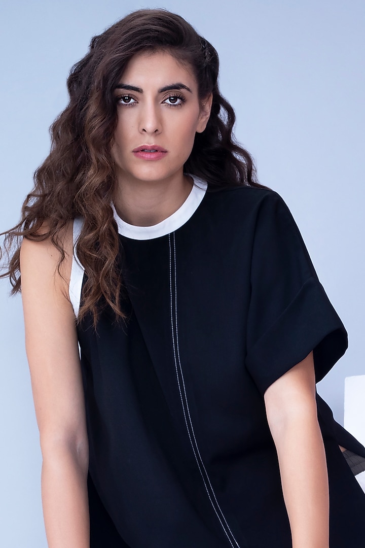 Black & White Asymmetric Top by House of Behram at Pernia's Pop Up Shop