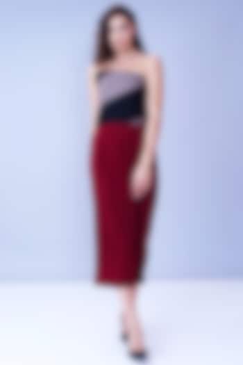Oxy Red Pleated Dress by House of Behram
