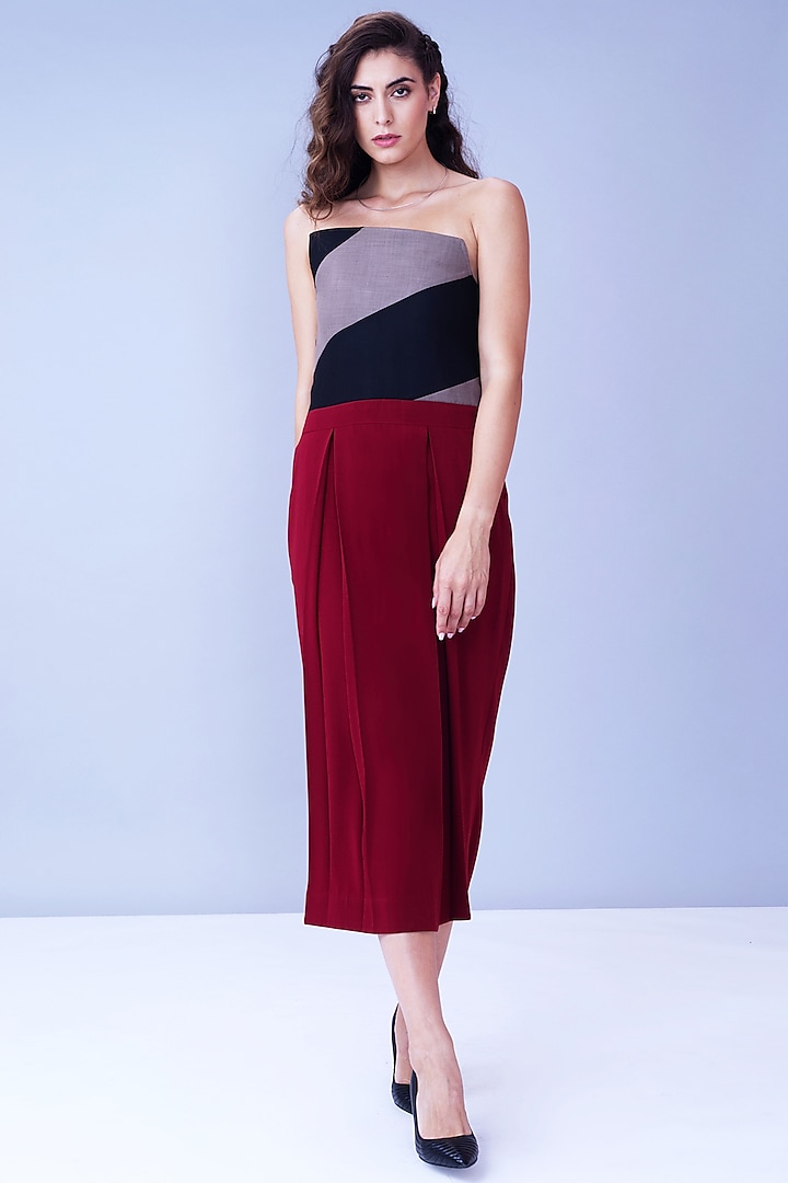 Oxy Red Pleated Dress by House of Behram