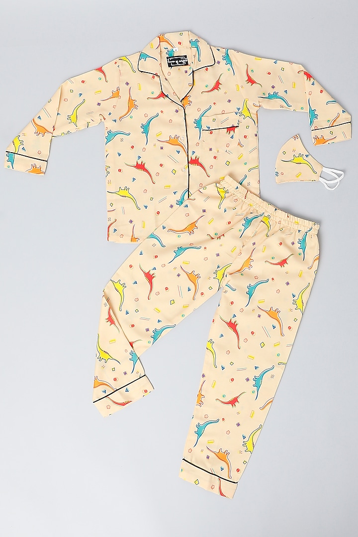 Yellow Rayon Blend Printed Pant Set by House Of Comfort - Kids at Pernia's Pop Up Shop