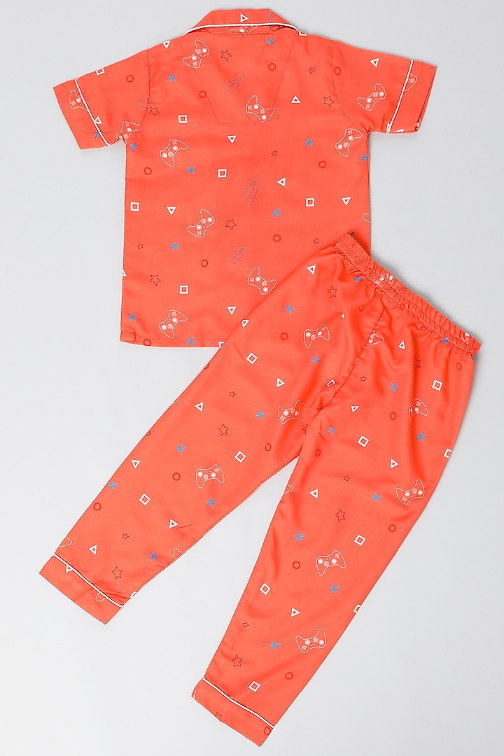 Bright Orange Printed Pant Set For Boys by House Of Comfort - Kids at Pernia's Pop Up Shop