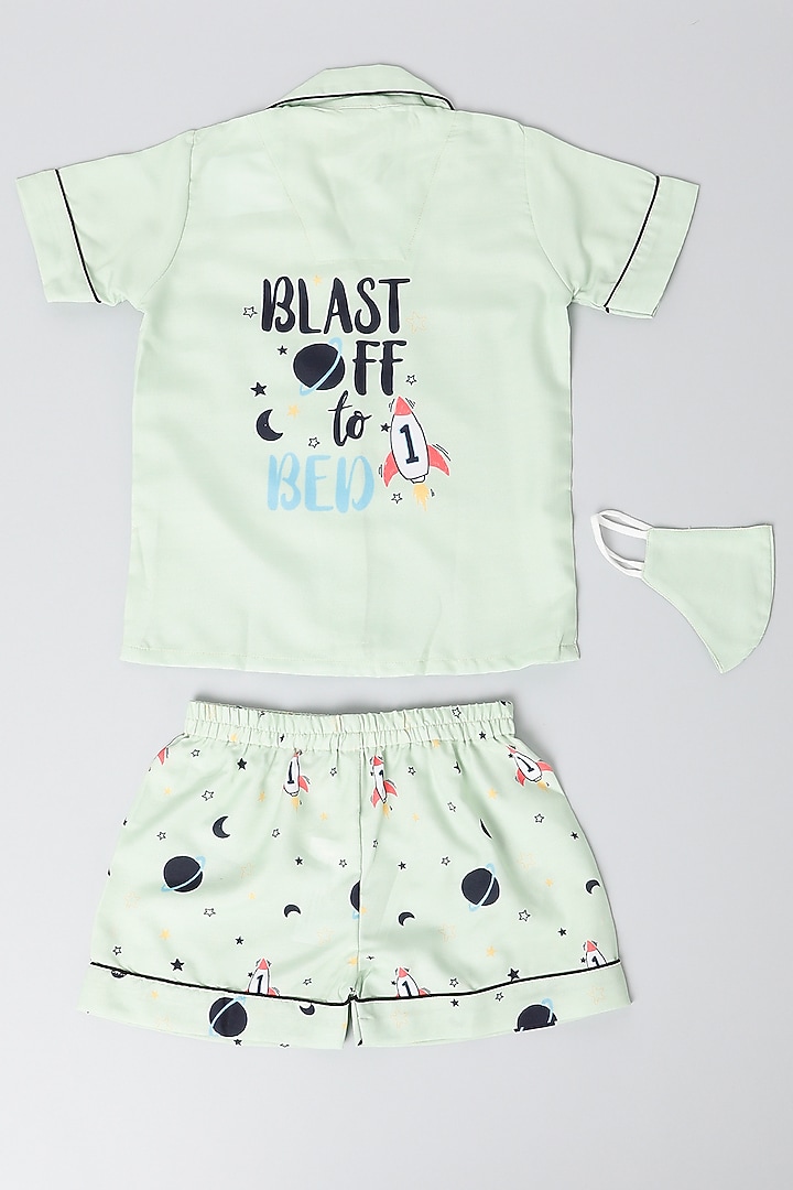 Mint Rayon Blend Printed Co-Ord Set For Boys by House Of Comfort - Kids at Pernia's Pop Up Shop