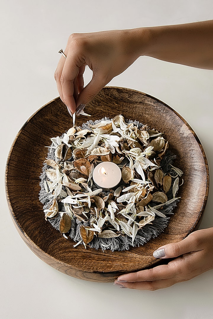 Dark Brown Mango Wood Round Platter by Hohmgrain at Pernia's Pop Up Shop