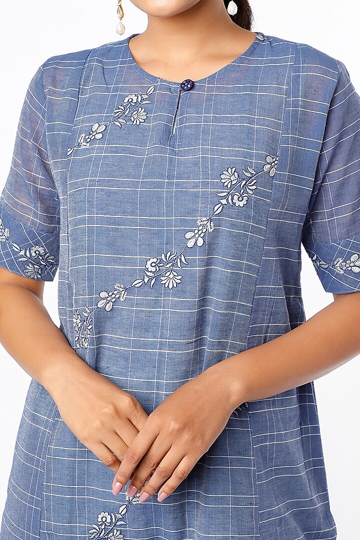 Blue Cotton Kurta by House Of Idar at Pernia's Pop Up Shop