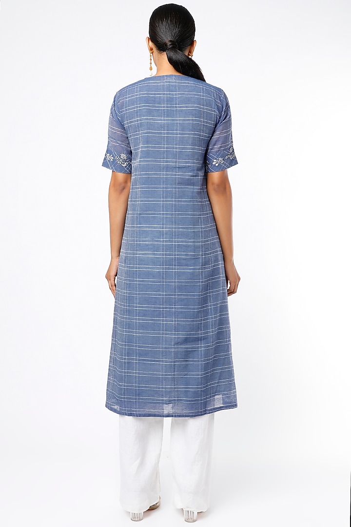 Blue Cotton Kurta by House Of Idar at Pernia's Pop Up Shop