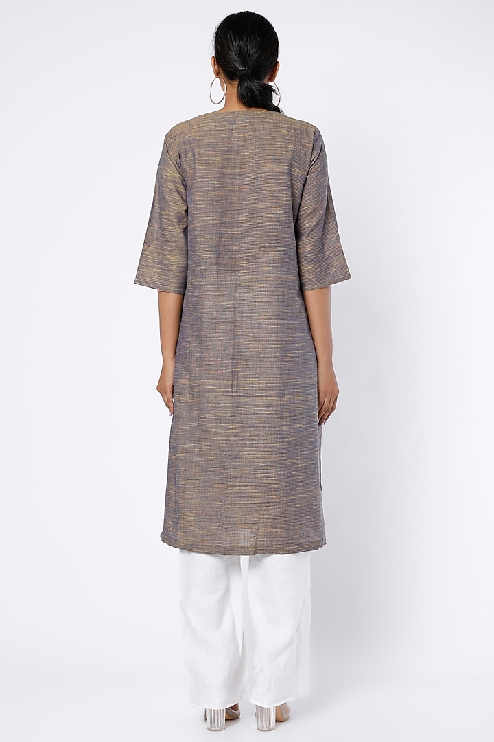 Brownish Grey Cotton Kurta by House Of Idar at Pernia's Pop Up Shop