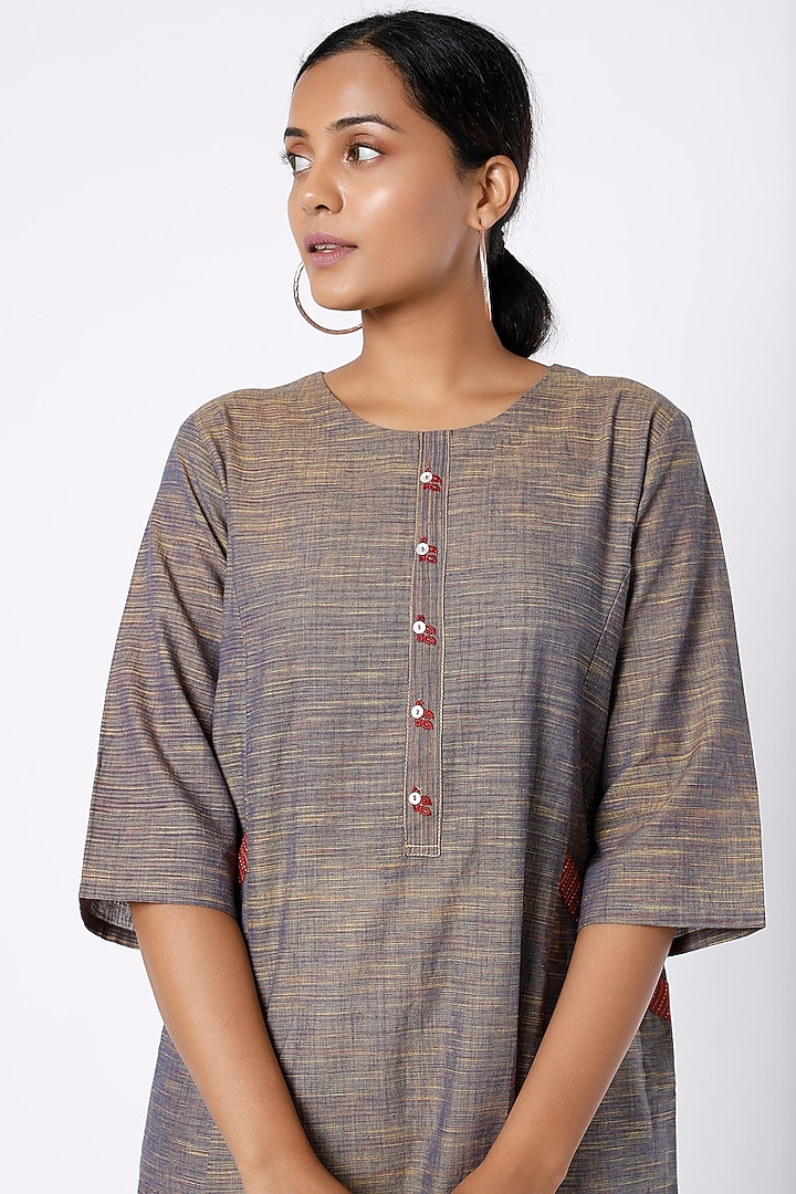 Brownish Grey Cotton Kurta by House Of Idar at Pernia's Pop Up Shop