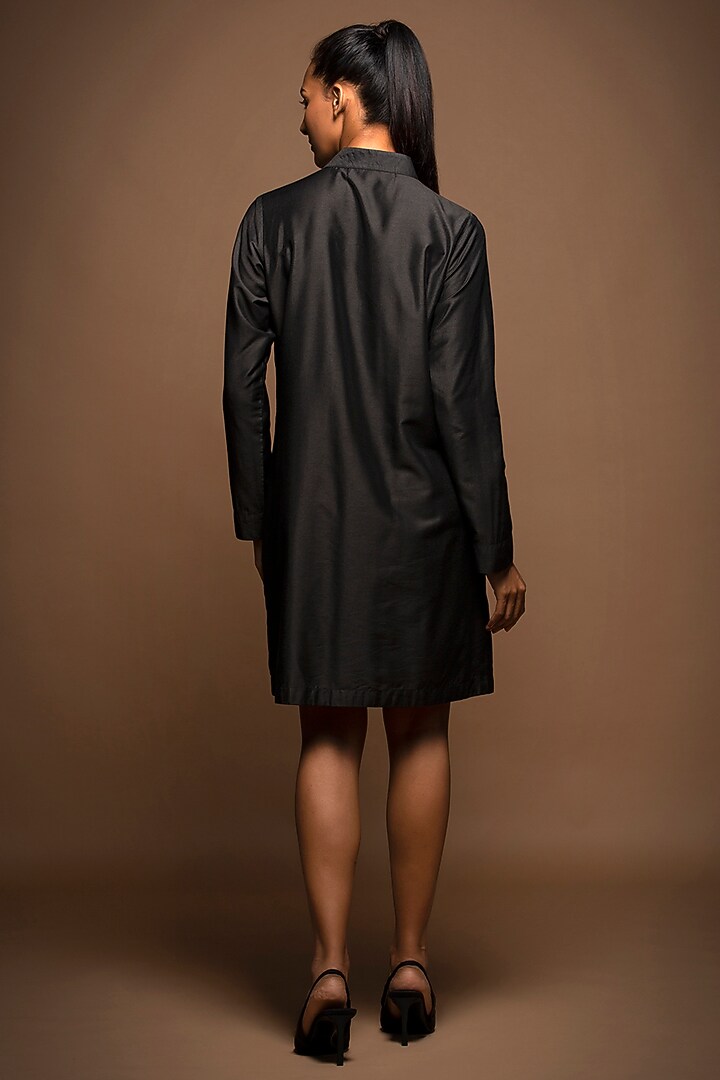 Black Viscose Silk Zardosi Embroidered Summer Dress by House of MANAA at Pernia's Pop Up Shop