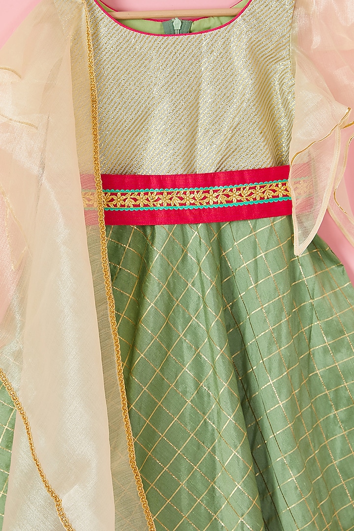 Light Green Embroidered Anarkali Set For Girls by Hoorkali at Pernia's Pop Up Shop