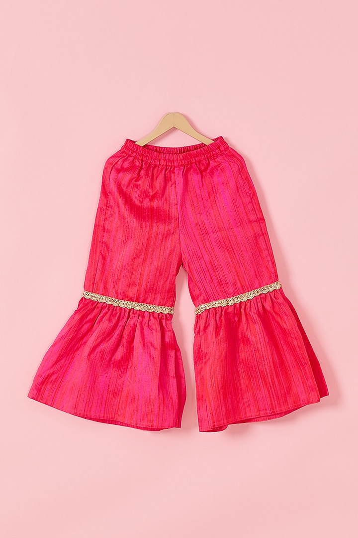 Magenta Bhagalpur Silk Sharara Set For Girls by Hoorkali at Pernia's Pop Up Shop