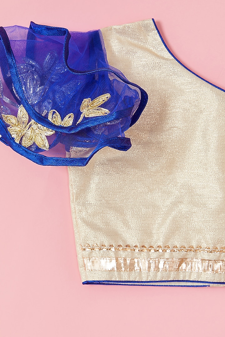Royal Blue Embroidered Lehenga Set For Girls by Hoorkali at Pernia's Pop Up Shop