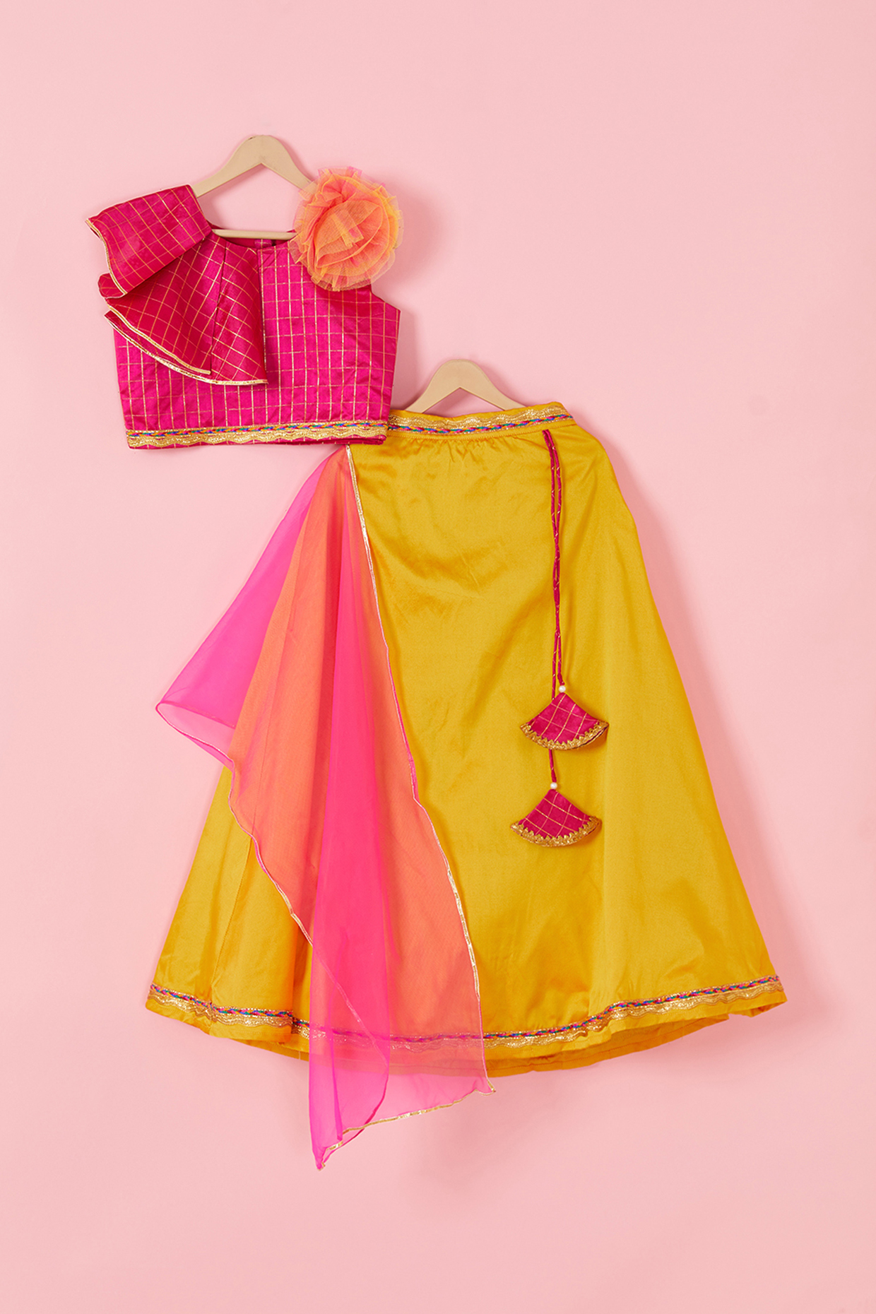 Golden Embroidered Lehenga Set For Girls by Hoorkali at Pernia's Pop Up Shop