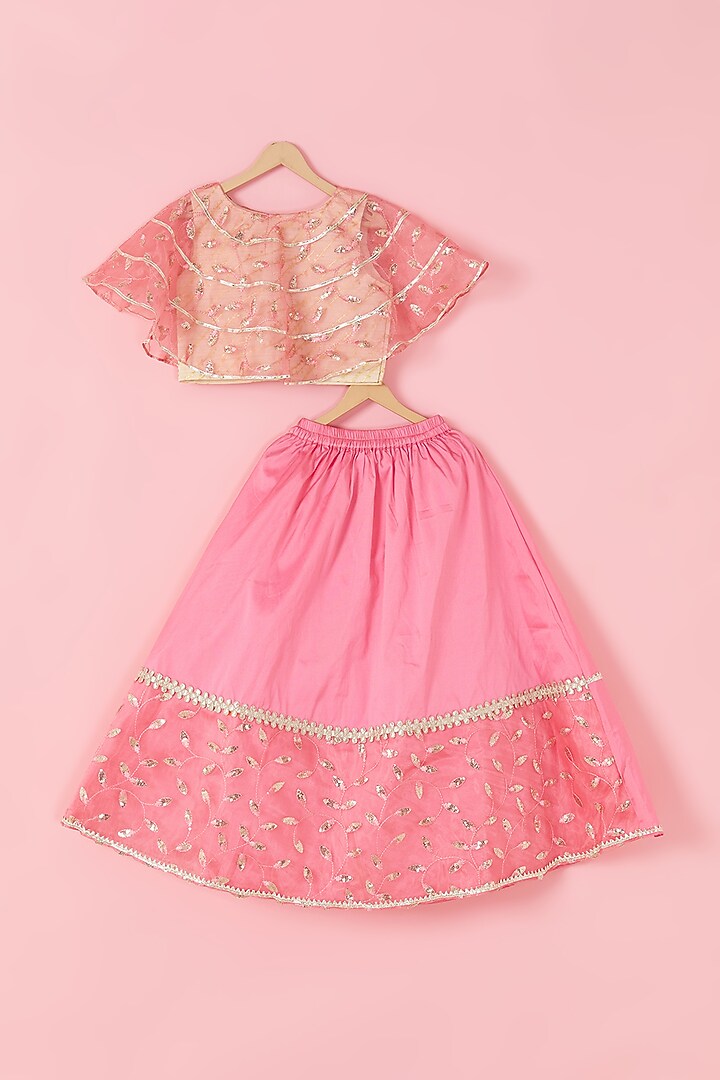 Fuchsia Embroidered Lehenga Set For Girls by Hoorkali at Pernia's Pop Up Shop