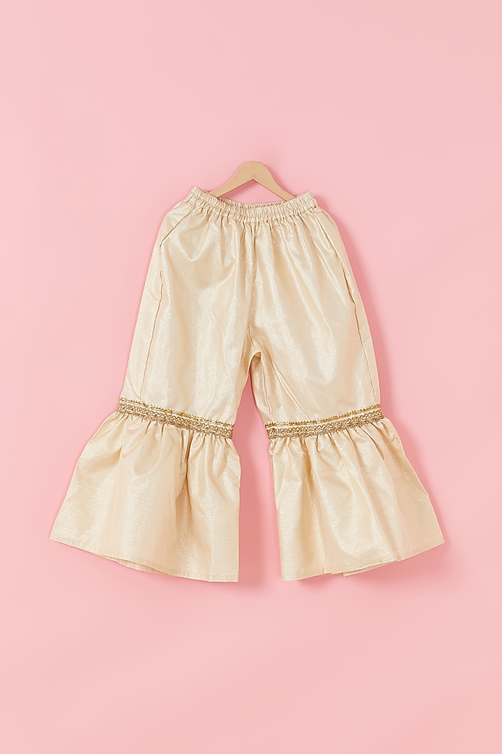 White Brocade & Net Sharara Set For Girls by Hoorkali at Pernia's Pop Up Shop
