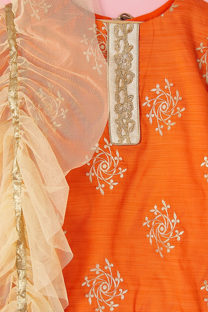 White Brocade & Net Sharara Set For Girls by Hoorkali at Pernia's Pop Up Shop