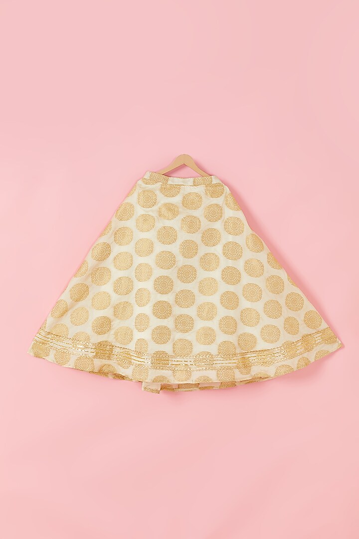 Off-White Brocade Lehenga Set For Girls by Hoorkali at Pernia's Pop Up Shop