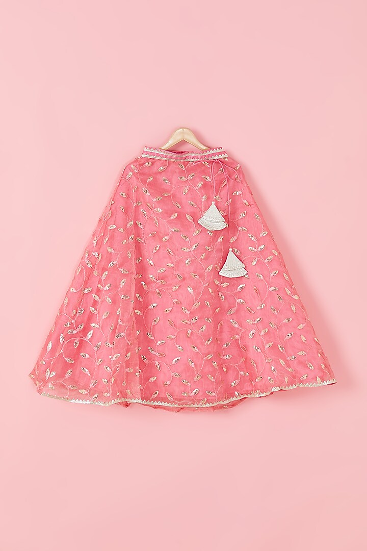Cream & Rose Pink Sequins Embroidered Lehenga Set For Girls by Hoorkali at Pernia's Pop Up Shop