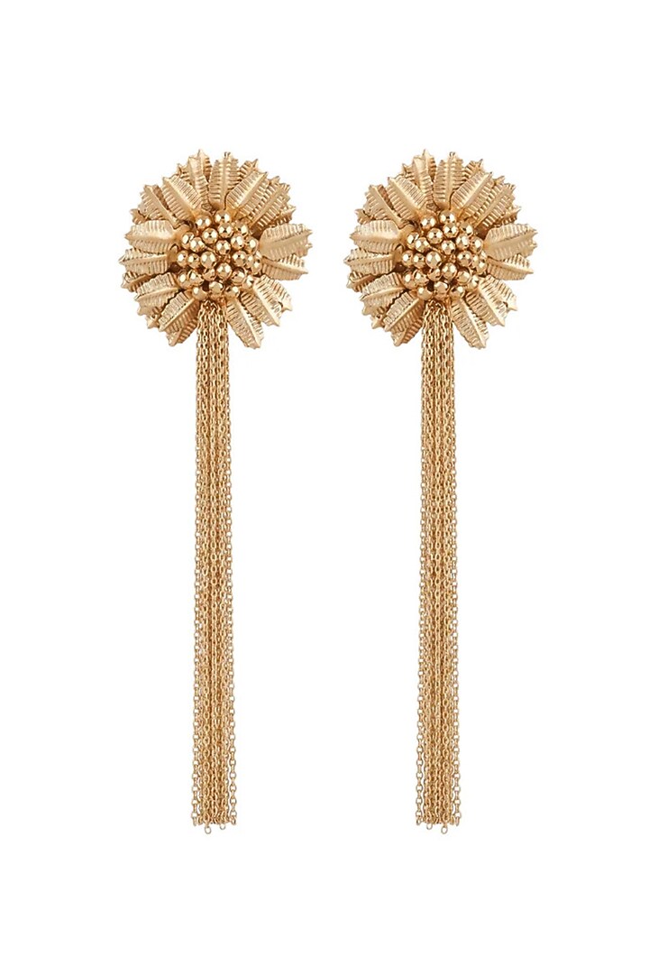 Gold Finish Floral Earrings by House of Tuhina at Pernia's Pop Up Shop