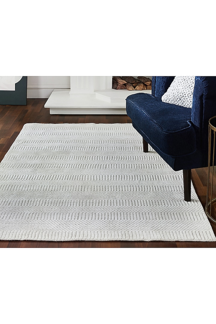 Ivory Cotton & Viscose Rug by HOUMN
