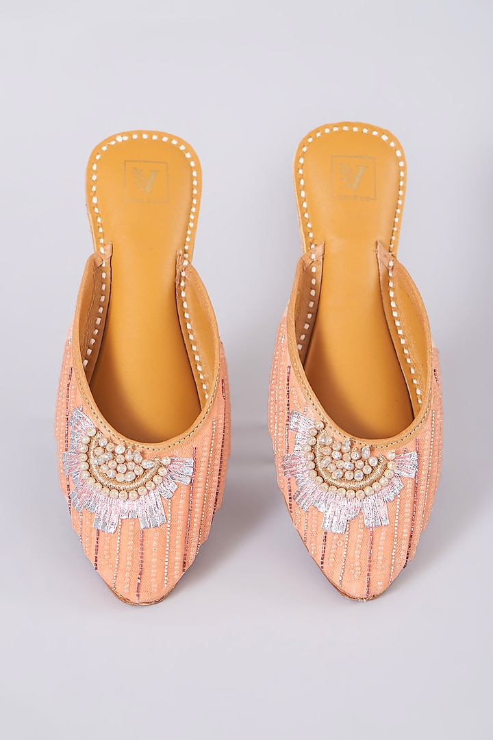 Peach Embellished Juttis by House of Vian