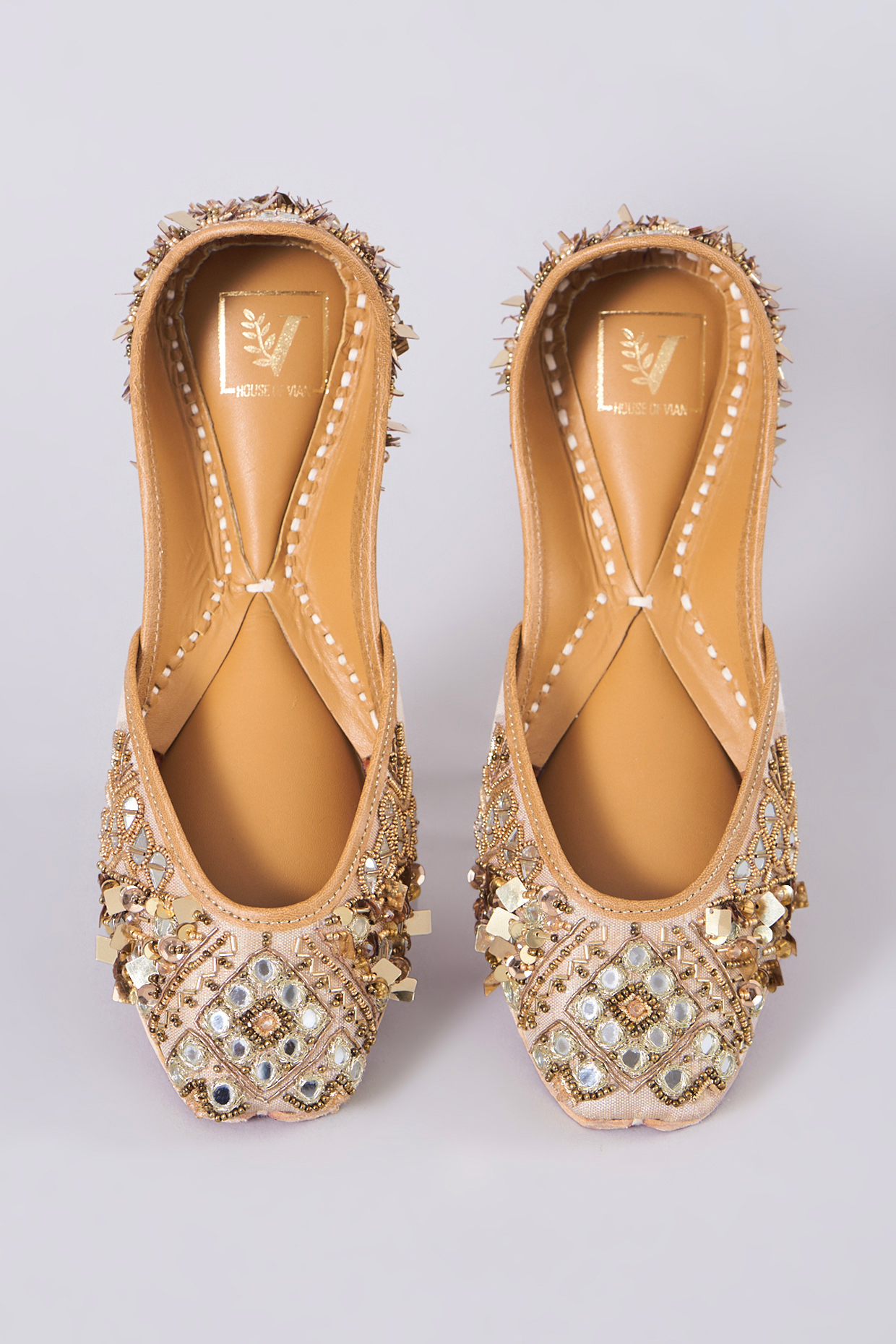 Gold Embellished Juttis by House of Vian at Pernia's Pop Up Shop