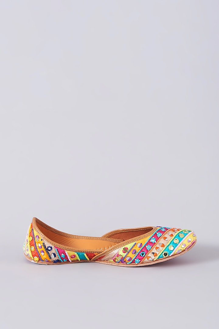Multi-Colored Crepe Embellished Juttis by House of Vian at Pernia's Pop Up Shop