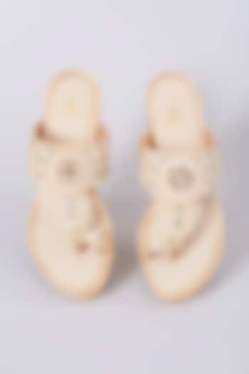 Ivory & Gold Embellished Wedges by House of Vian at Pernia's Pop Up Shop