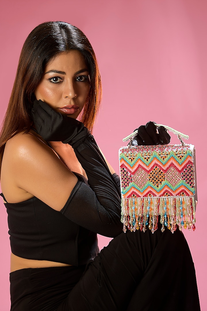 Multi-Colored Embroidered Clutch by House of Vian at Pernia's Pop Up Shop
