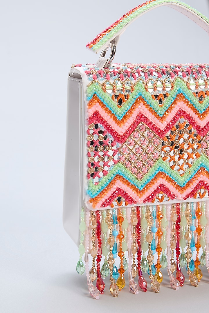 Multi-Colored French Crepe Embroidered Clutch by House of Vian at Pernia's Pop Up Shop