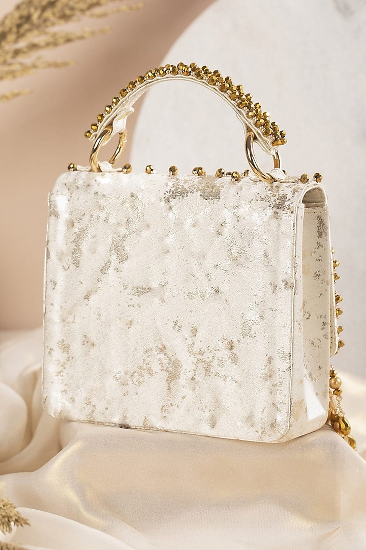 Gold Hand Embroidered Clutch by House of Vian at Pernia's Pop Up Shop