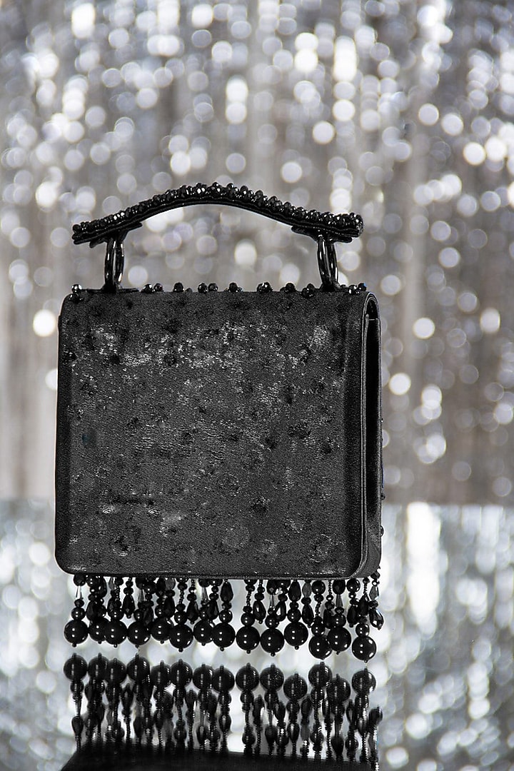Black Embroidered Clutch by House of Vian at Pernia's Pop Up Shop